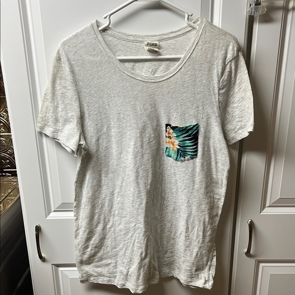 PINK Victoria's Secret Tops - PINK Victoria's Secret Gray Tee, Tropical, Medium